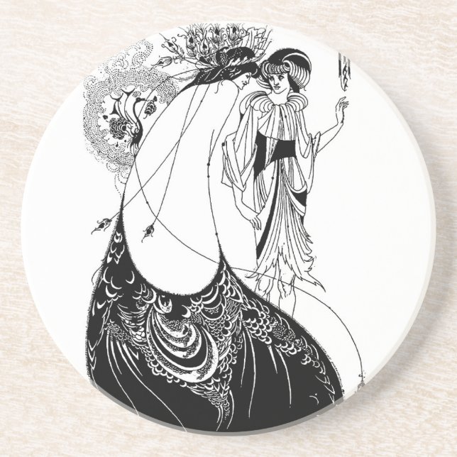 Peacock Skirt Beardsley Art Nouveau Coaster (Front)