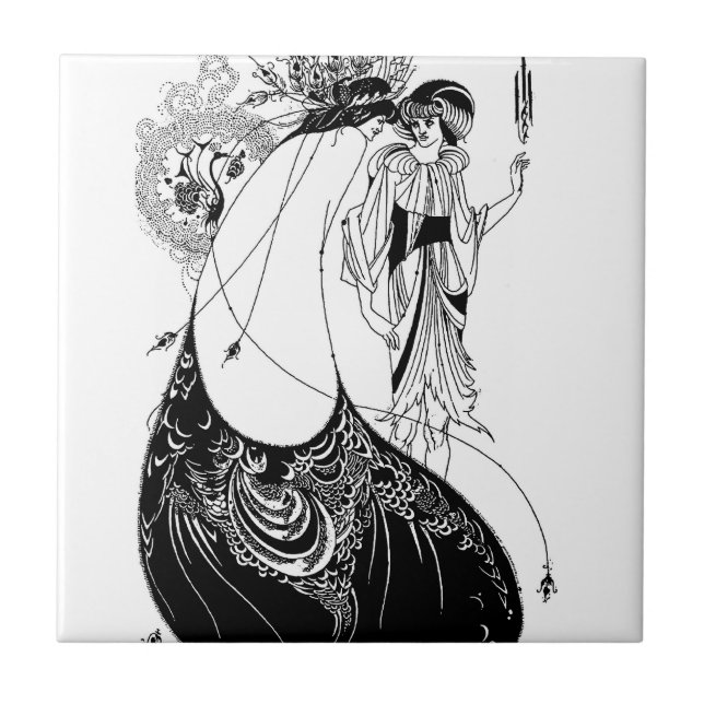 Peacock Skirt Beardsley Art Nouveau Tile (Front)