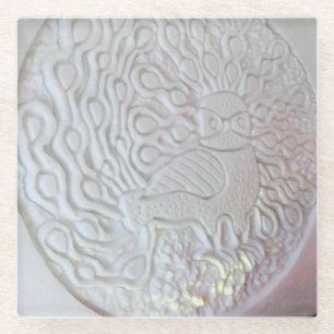 Peacock Snow Sculpture, Hotel de Glace, Quebec Glass Coaster