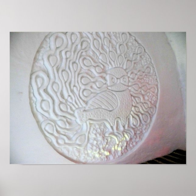 Peacock Snow Sculpture, Hotel de Glace, Quebec Poster (Front)