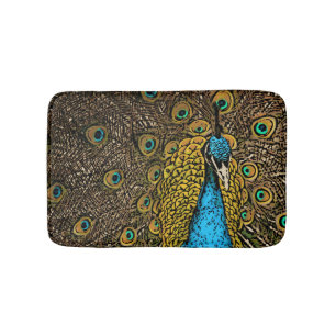 Peacock Splendour Illustration Bath Mat