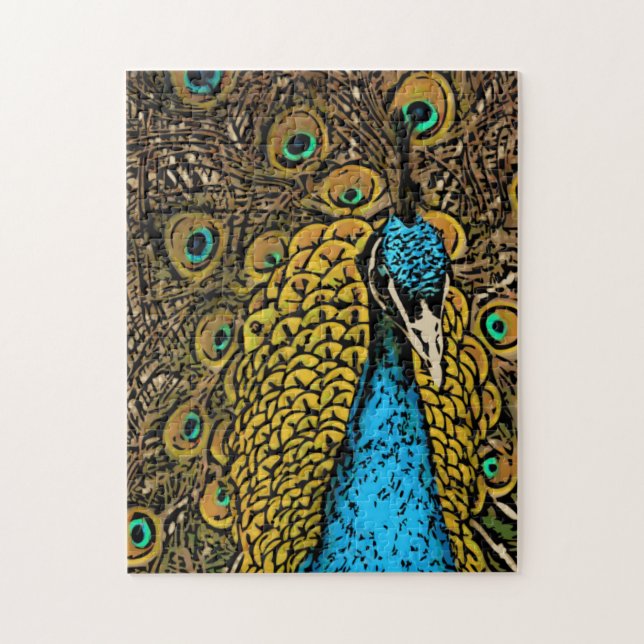Peacock Splendour Illustration Jigsaw Puzzle (Vertical)