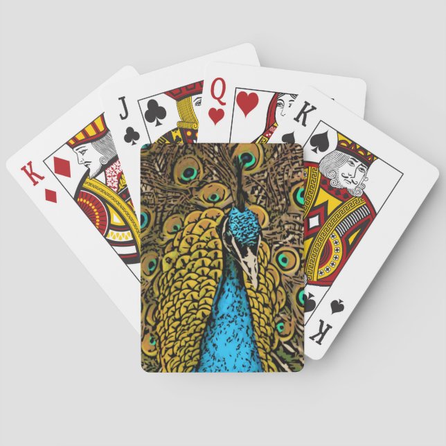 Peacock Splendour Illustration Playing Cards (Back)