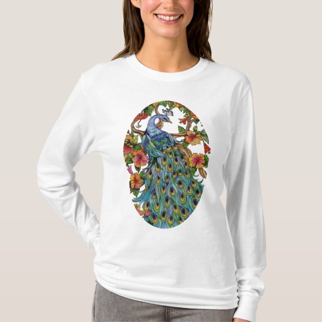 Peacock Spread 3 Fitted Tee (Front)