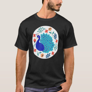 Peacock Spreading Wings Birds Animal Graphic T-Shirt