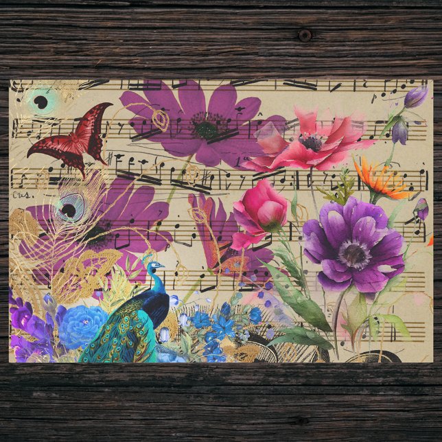 Peacock Spring Flowers Musical Score and Butterfly Tissue Paper (Creator Uploaded)