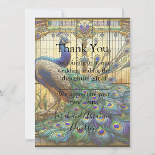 Peacock Stained Glass Pre-filled Thank You Cards