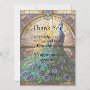 Peacock Stained Glass Pre-filled Thank You Cards