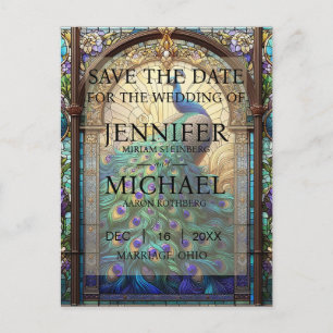 Peacock Stained Glass Save the Date Cards