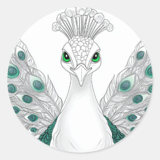 Peacock sticker. A noble and beautiful bird Classic Round Sticker