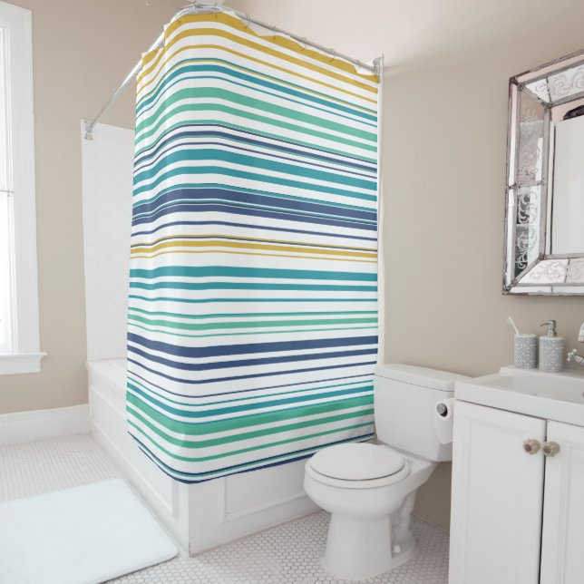 Peacock Stripes Shower Curtain (In Situ)