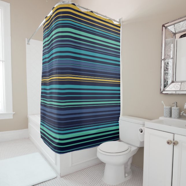 Peacock Stripes Shower Curtain (In Situ)