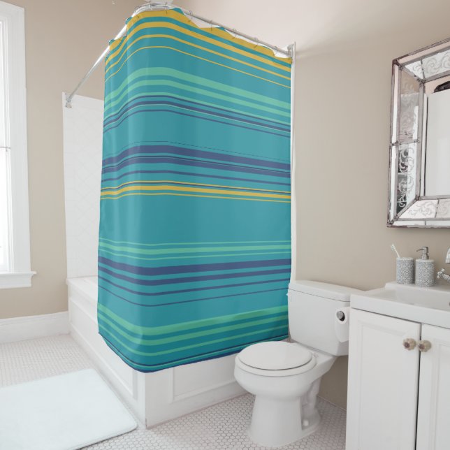 Peacock Stripes Shower Curtain (In Situ)