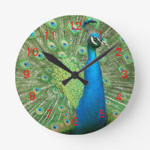 Peacock Strut Clock Red2