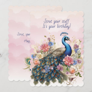 Peacock Strut Your Stuff Birthday Card