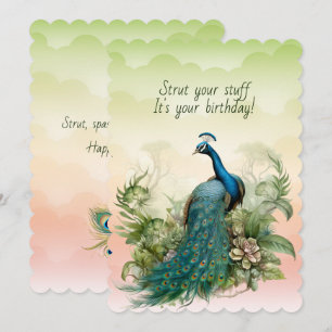 Peacock Strut Your Stuff Birthday Card