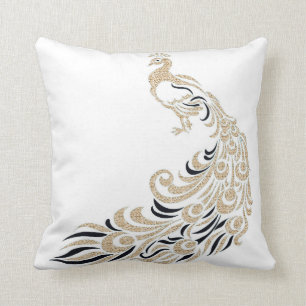 Peacock-Stylish-Gold-Black-Square M-L Cushion