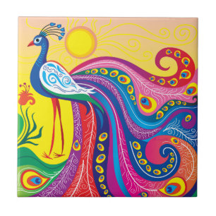 Peacock Sunrise Ceramic Tile