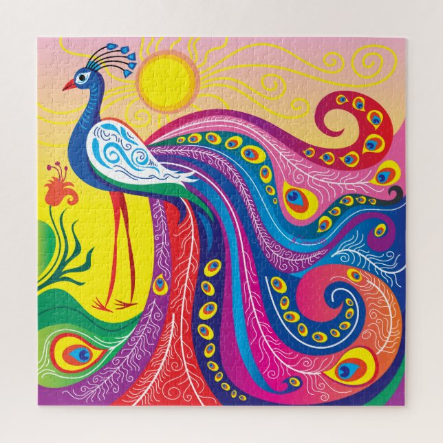 Peacock Sunrise Jigsaw Puzzle (Vertical)