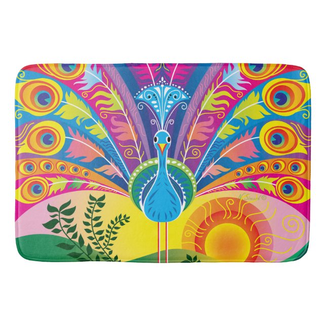 Peacock Tail Bath Mat (Front)