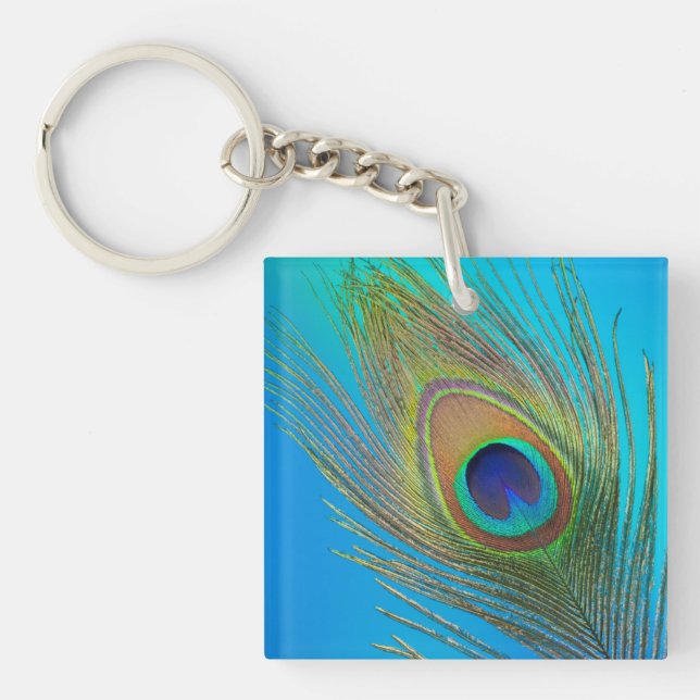 Peacock Tail Feather Key Ring (Front)