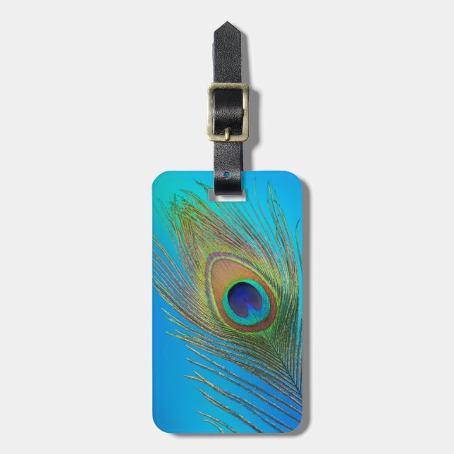 Peacock Tail Feather Luggage Tag (Front Vertical)