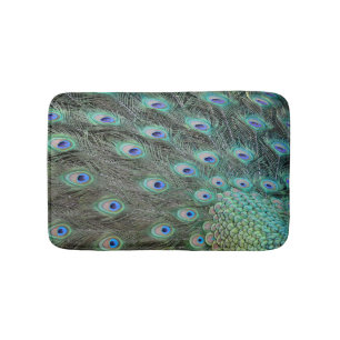 Peacock tail feathers bath mat