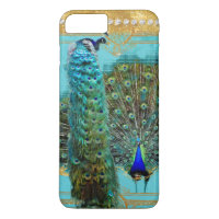 Peacock Tail Feathers Gold Glitter Baroque Jewel