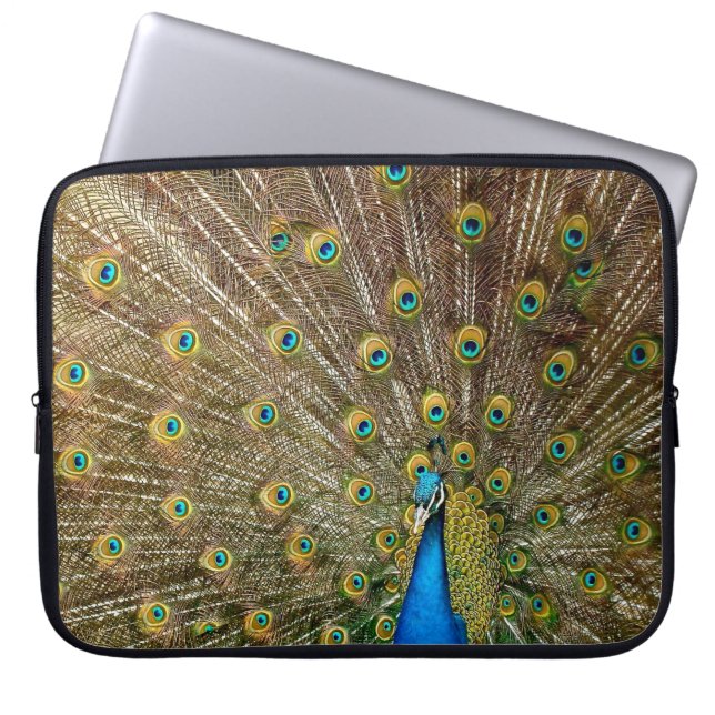 Peacock Tail Feathers Laptop Sleeve (Front)
