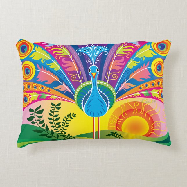 Peacock Tail Radiance Decorative Cushion (Front)