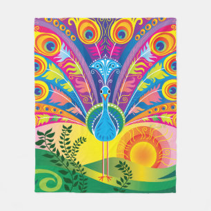 Peacock Tail Radiance Fleece Blanket
