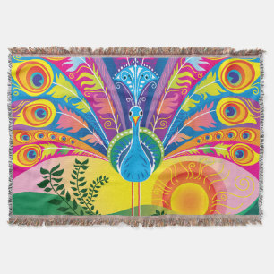 Peacock Tail Radiance Throw Blanket