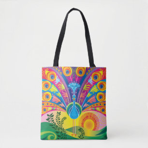 Peacock Tail Radiance Tote Bag