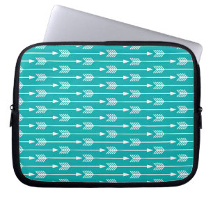Peacock Teal Arrows Pattern Laptop Sleeve