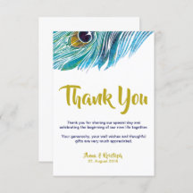 PEACOCK THANK YOU CARD