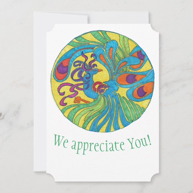 Peacock Thank you note cards (Front)