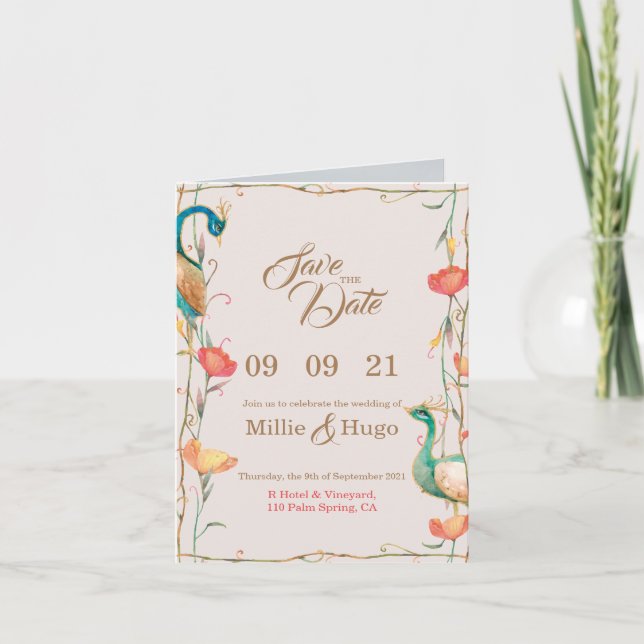 Peacock Theme Wedding invitation  (Front)