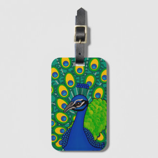 Peacock themed luggage tag