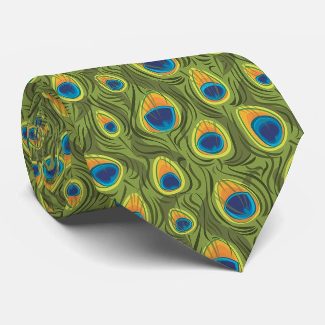 Peacock Tie For Weddings and Special Occasions (Rolled)