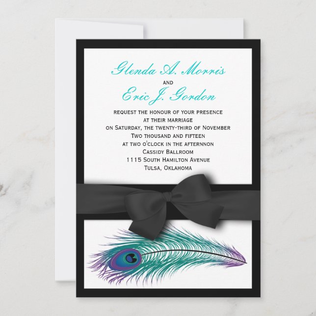 Peacock Tuxedo Wedding Invitation (Front)