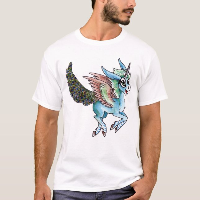 Peacock Unicorn T-Shirt (Front)
