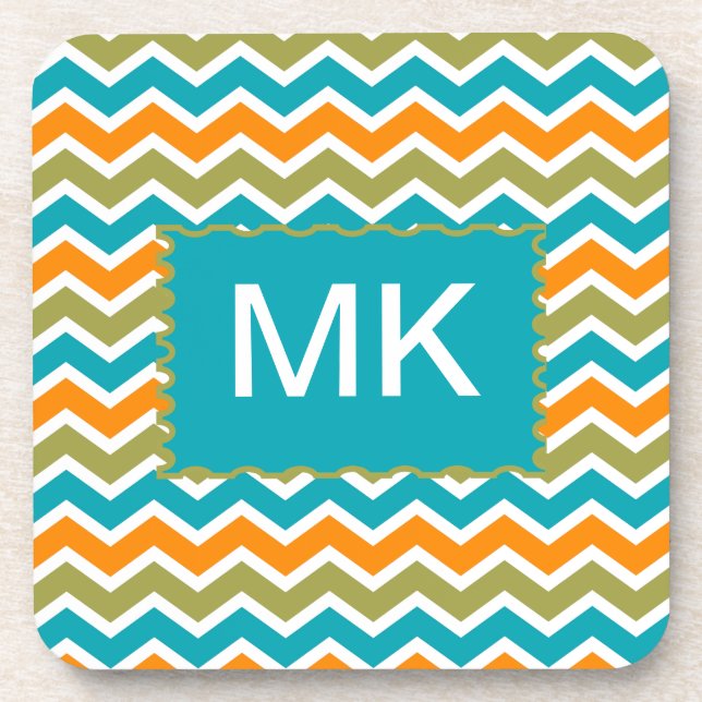 Peacock Vibrant Tribal Zigzag Coaster (Front)