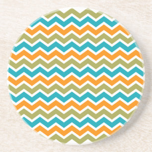 Peacock Vibrant Tribal Zigzag Coaster