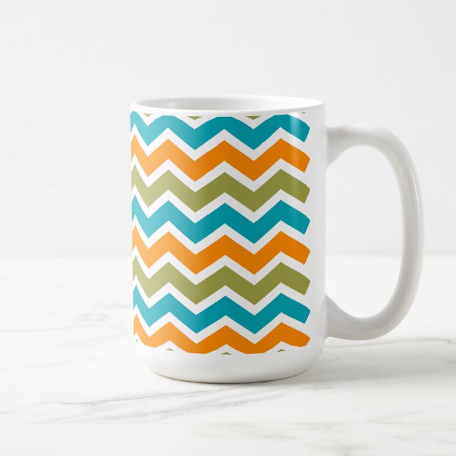Peacock Vibrant Tribal Zigzag Coffee Mug (Right)