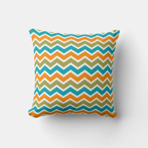 Peacock Vibrant Tribal Zigzag Cushion