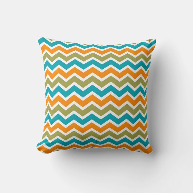 Peacock Vibrant Tribal Zigzag Cushion (Front)