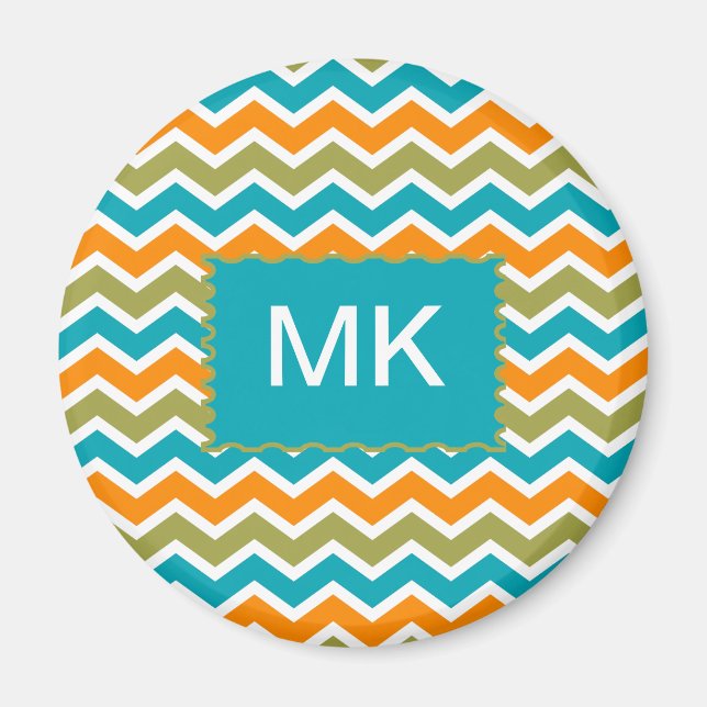 Peacock Vibrant Tribal Zigzag Magnet (Front)