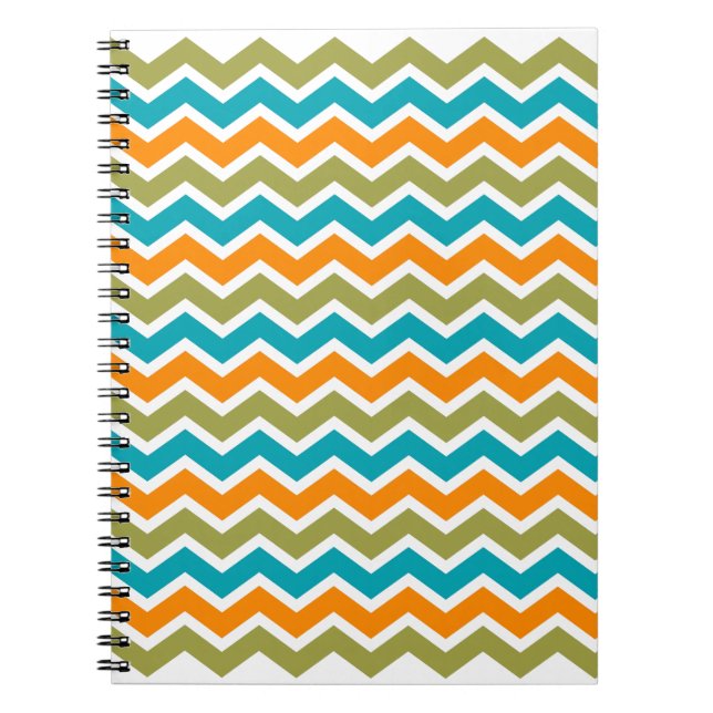 Peacock Vibrant Tribal Zigzag Notebook (Front)