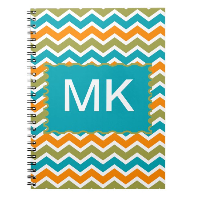Peacock Vibrant Tribal Zigzag Notebook (Front)