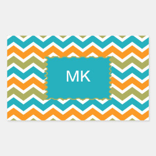 Peacock Vibrant Tribal Zigzag Rectangular Sticker
